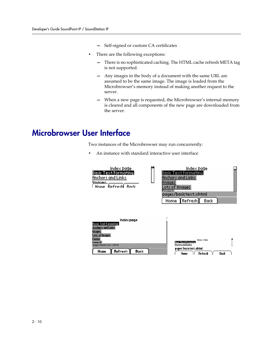 Microbrowser user interface, Microbrowser user interface –10 | Polycom IP Phone 1725-17693-210 Rev. A User Manual | Page 20 / 36