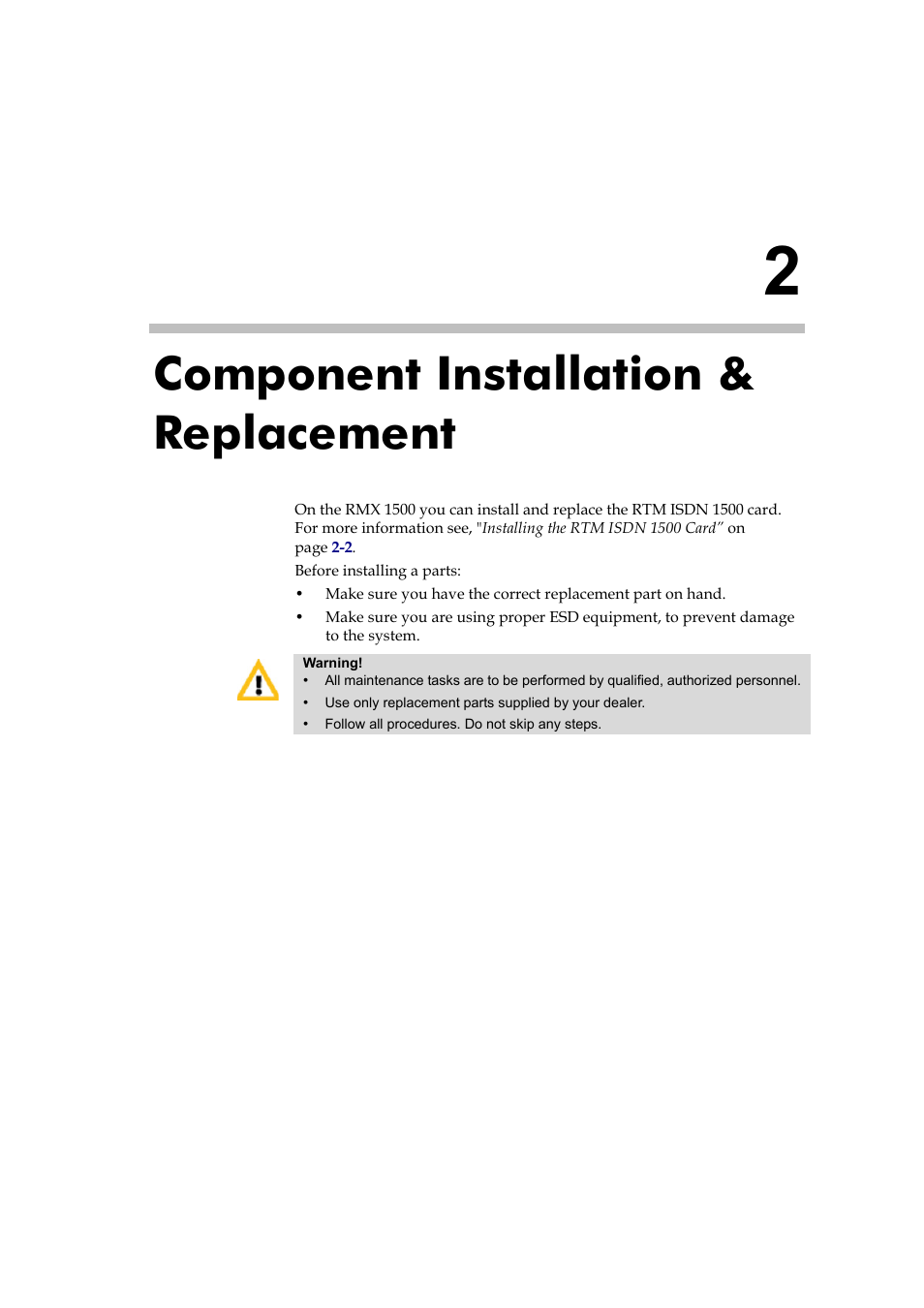 Component installation & replacement -1, Component installation & replacement | Polycom DOC2557A User Manual | Page 25 / 29