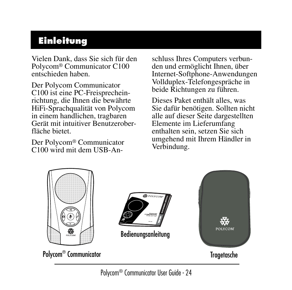 Einleitung | Polycom C100 User Manual | Page 26 / 90