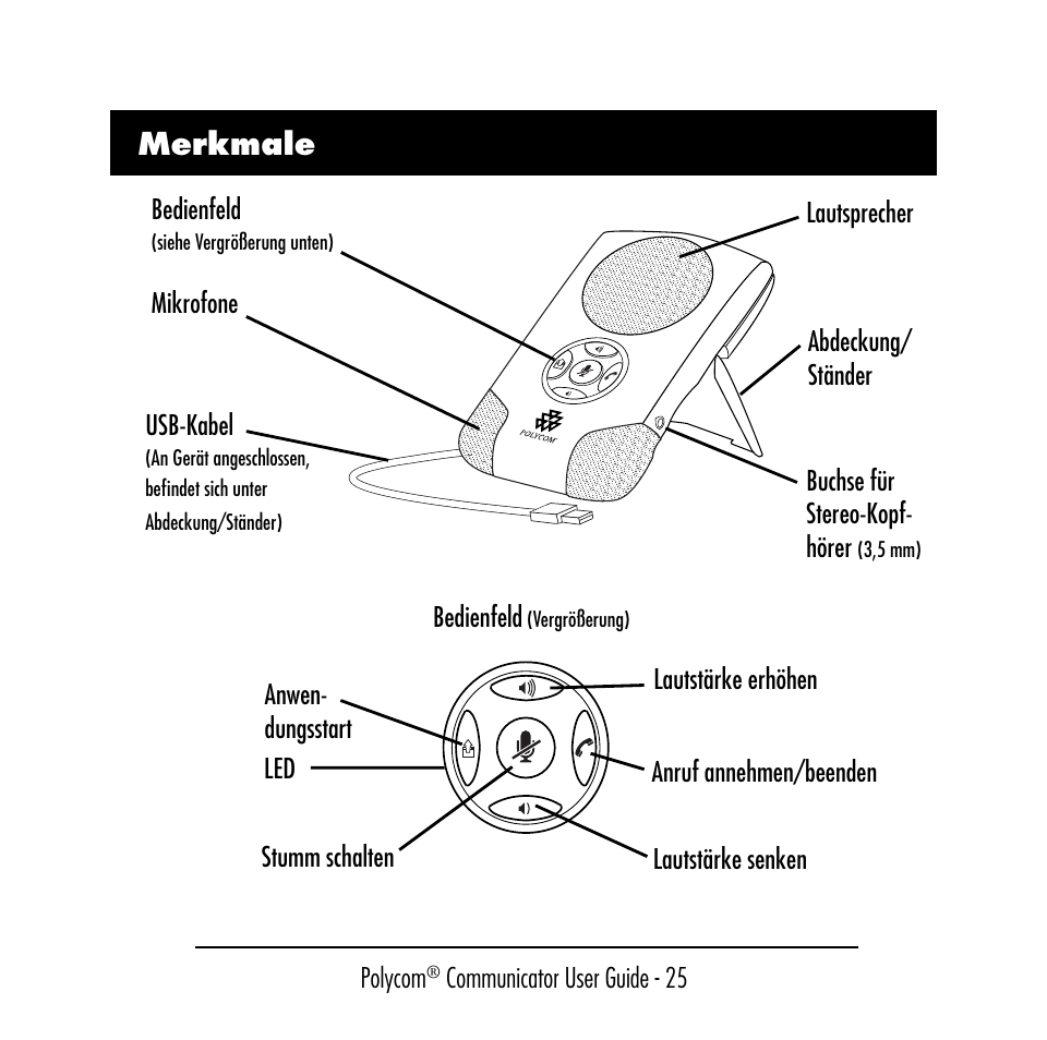 Merkmale | Polycom C100 User Manual | Page 27 / 90