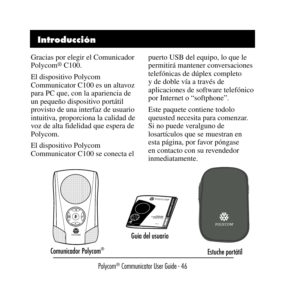 Introducción | Polycom C100 User Manual | Page 48 / 90