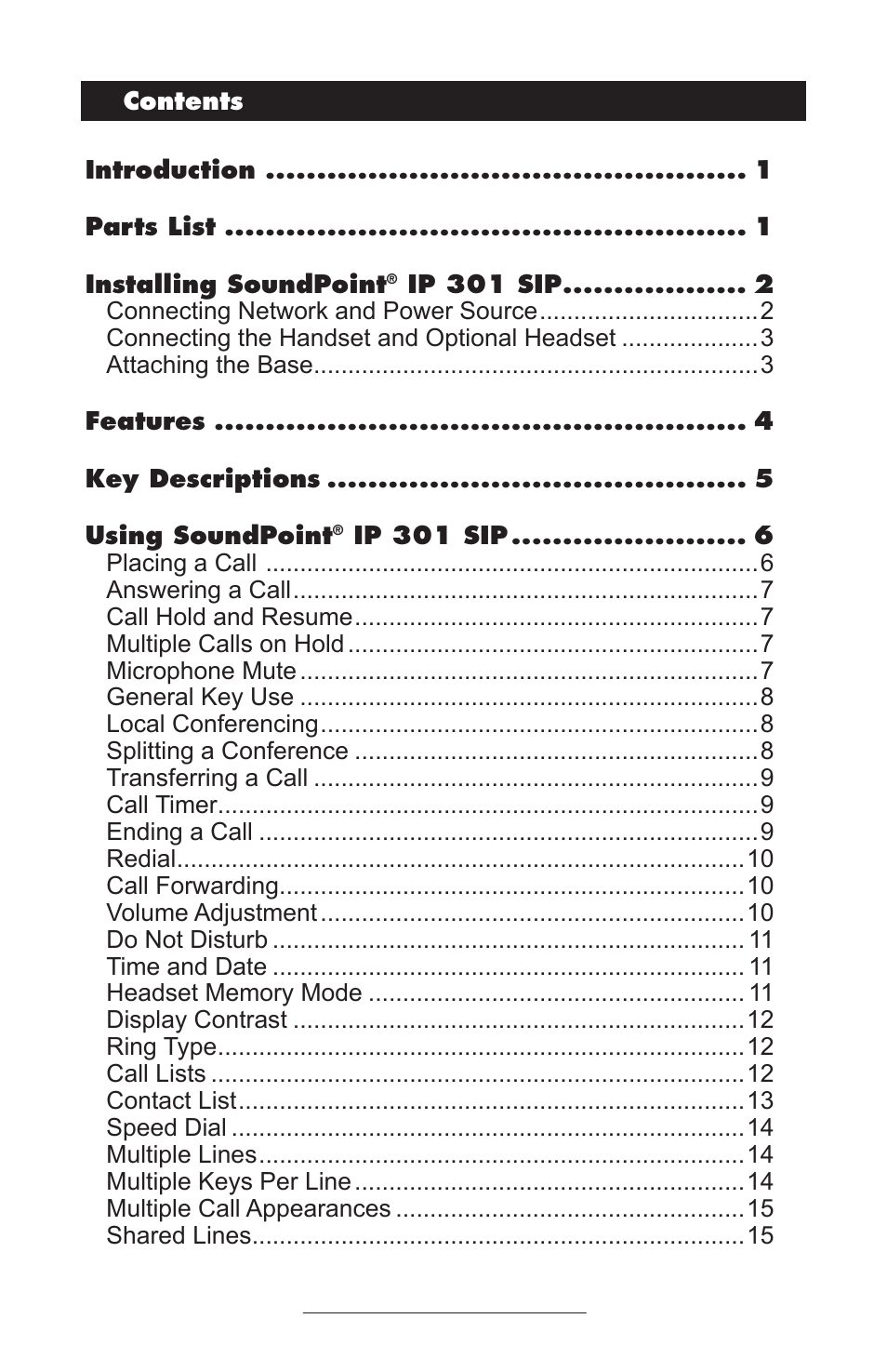 Polycom SoundPoint IP 301 SIP User Manual | Page 2 / 30