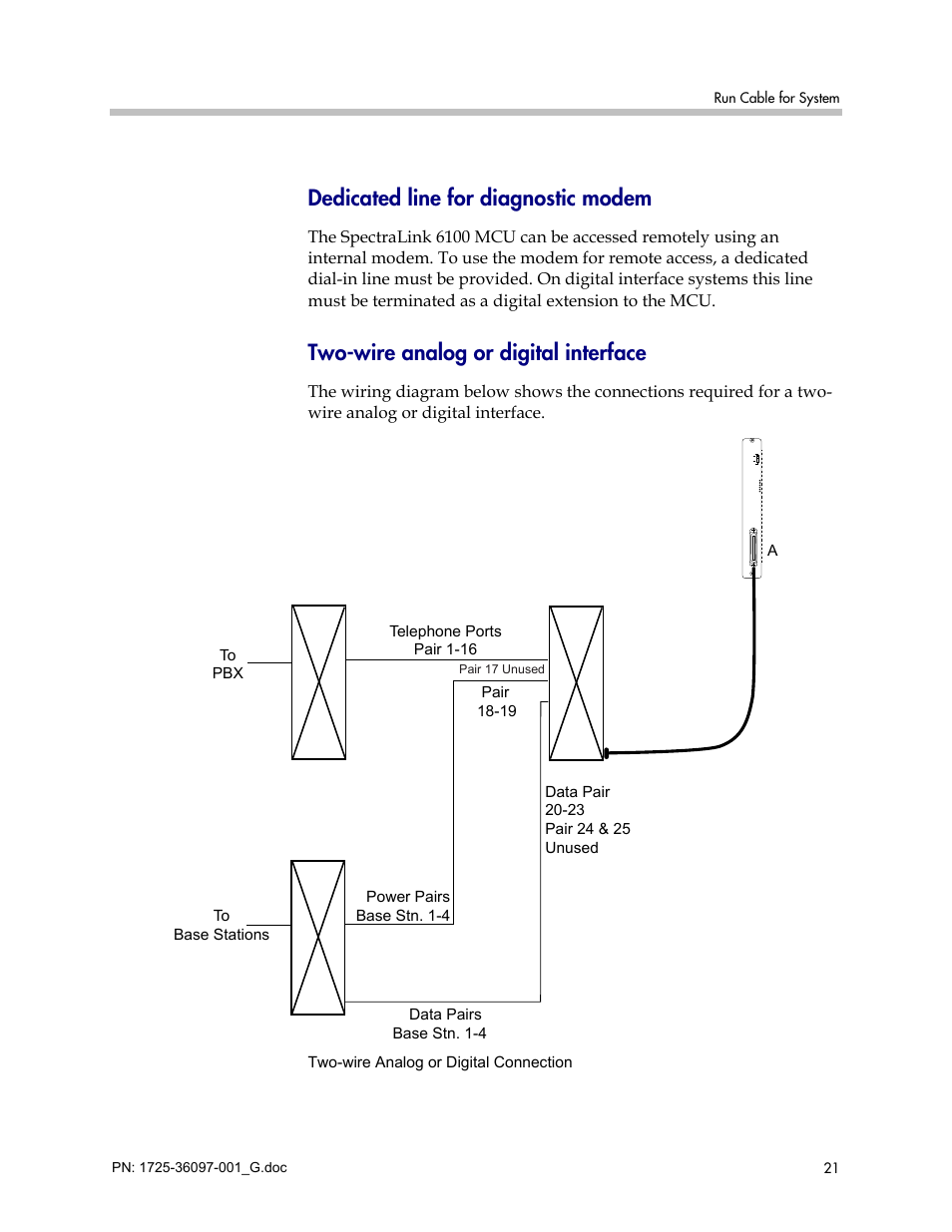 Dedicated line for diagnostic modem, Two-wire analog or digital interface | Polycom SpectraLink 6100 MCU User Manual | Page 21 / 60