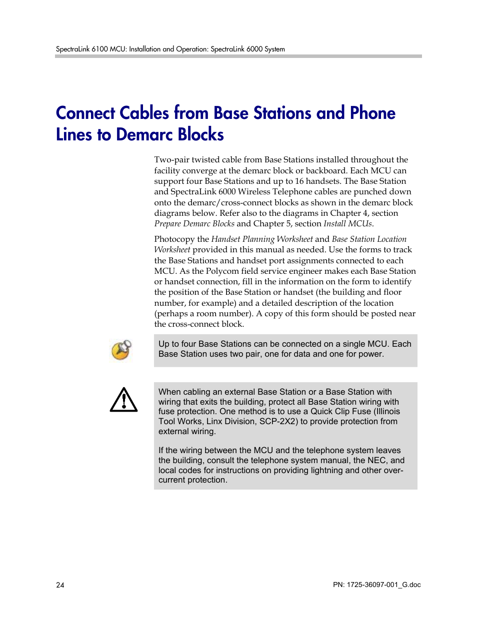 Demarc blocks | Polycom SpectraLink 6100 MCU User Manual | Page 24 / 60