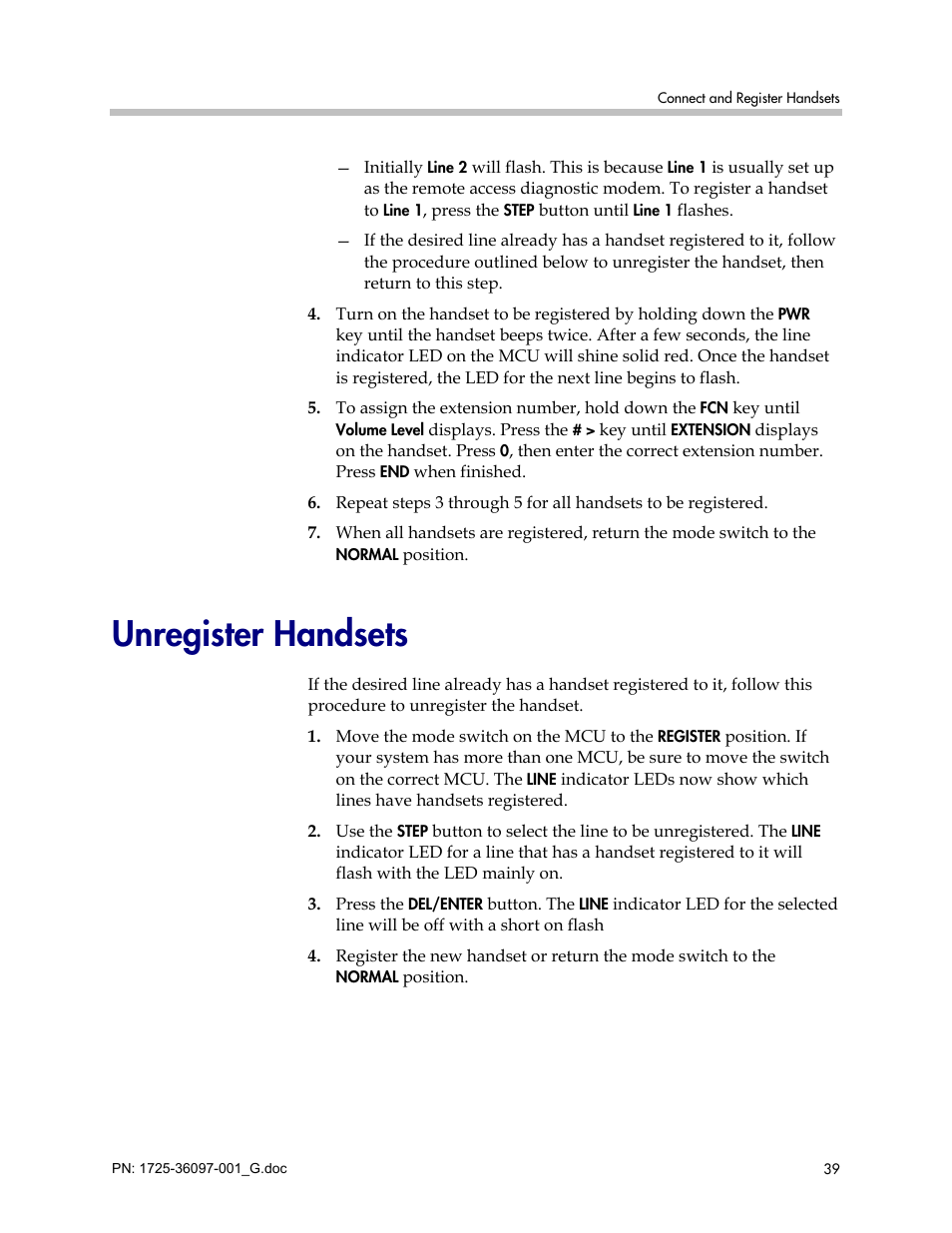 Unregister handsets | Polycom SpectraLink 6100 MCU User Manual | Page 39 / 60