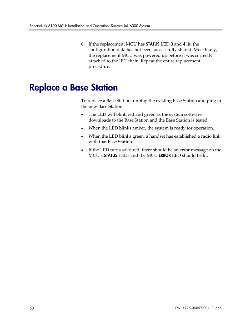 Replace a base station | Polycom SpectraLink 6100 MCU User Manual | Page 50 / 60