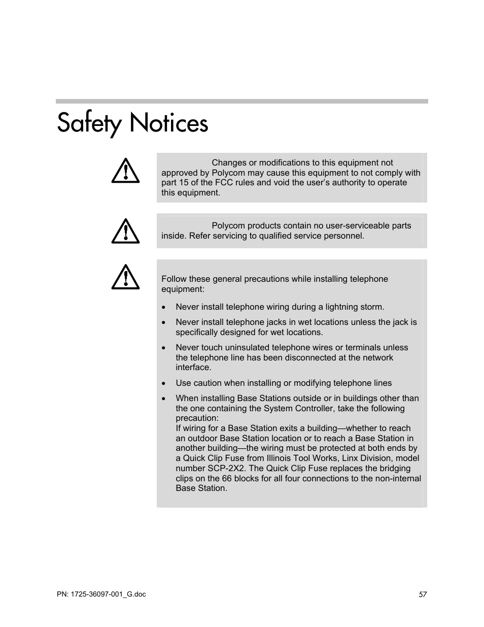 Safety notices | Polycom SpectraLink 6100 MCU User Manual | Page 57 / 60