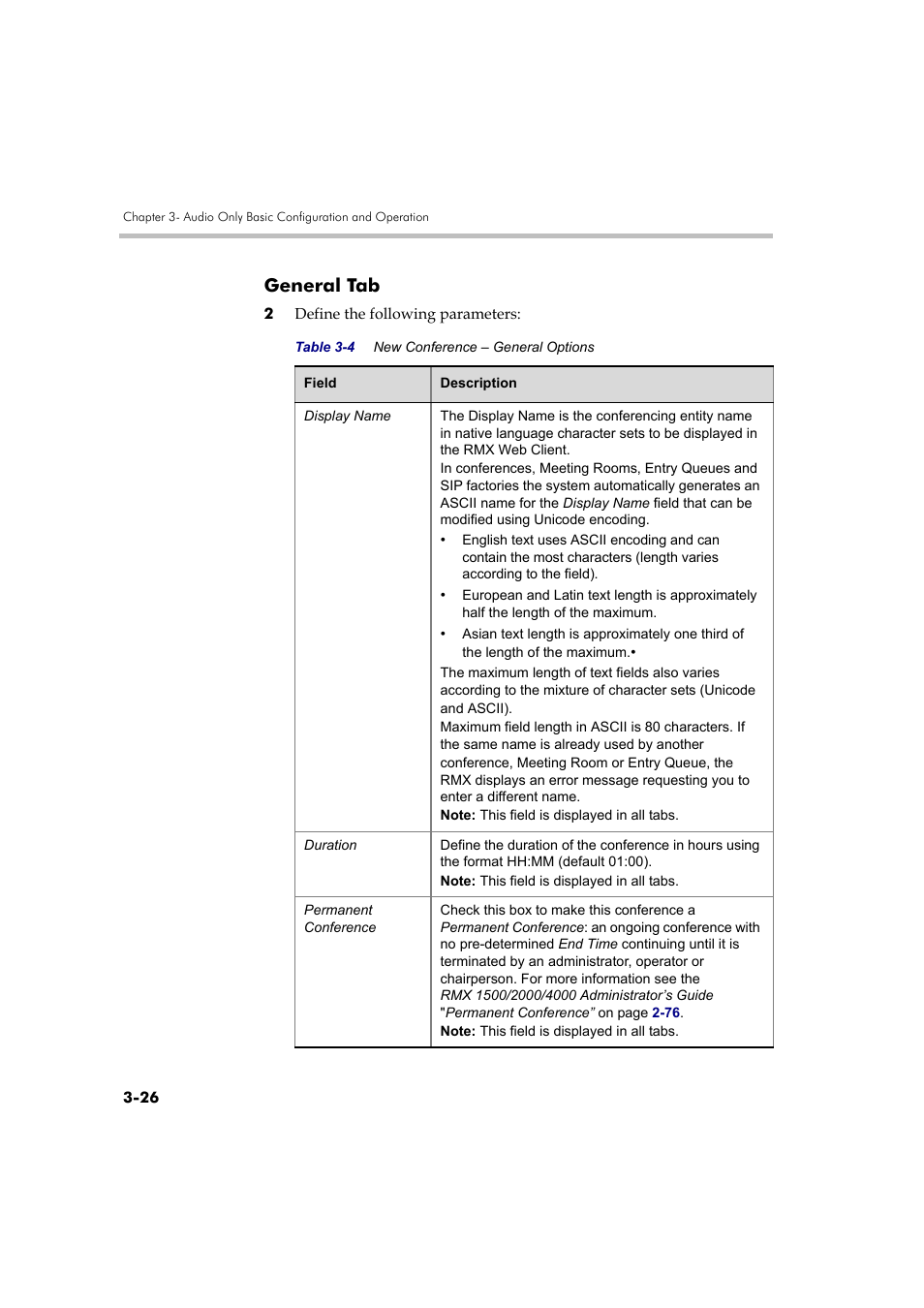 General tab, General tab -26 | Polycom RMX DOC2579D User Manual | Page 102 / 160