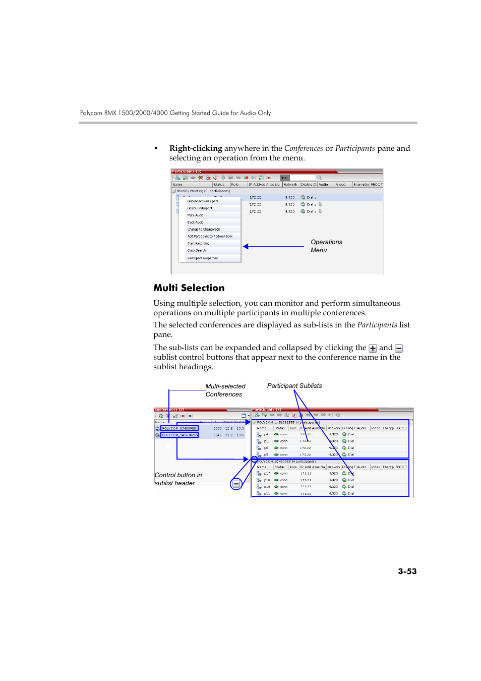 Multi selection, Multi selection -53 | Polycom RMX DOC2579D User Manual | Page 129 / 160