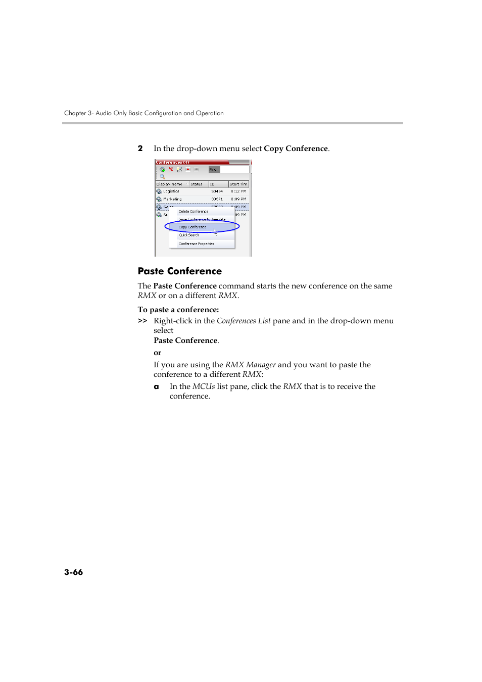 Paste conference, Paste conference -66 | Polycom RMX DOC2579D User Manual | Page 142 / 160