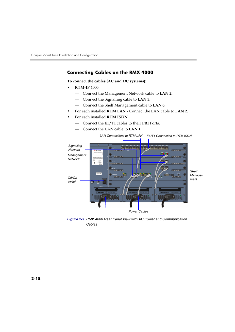 Connecting cables on the rmx 4000, Connecting cables on the rmx 4000 -18 | Polycom RMX DOC2579D User Manual | Page 48 / 160