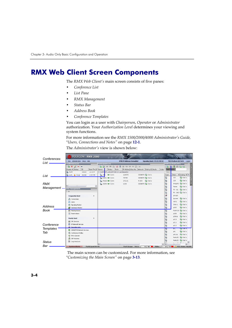 Rmx web client screen components, Rmx web client screen components -4 | Polycom RMX DOC2579D User Manual | Page 80 / 160