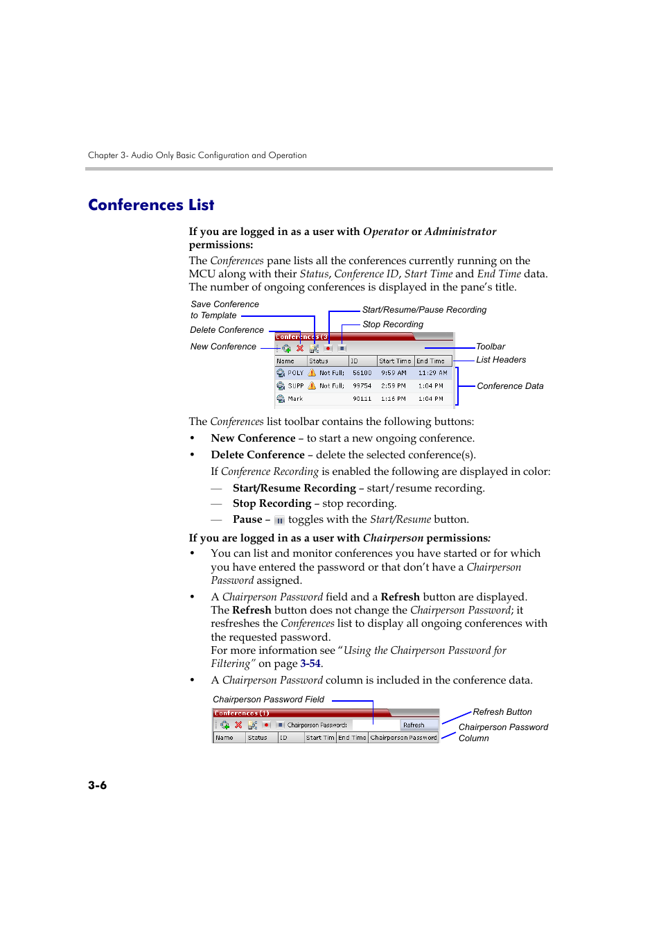 Conferences list, Conferences list -6 | Polycom RMX DOC2579D User Manual | Page 82 / 160