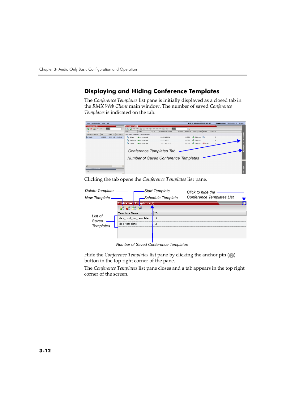 Displaying and hiding conference templates, Displaying and hiding conference templates -12 | Polycom RMX DOC2579D User Manual | Page 88 / 160