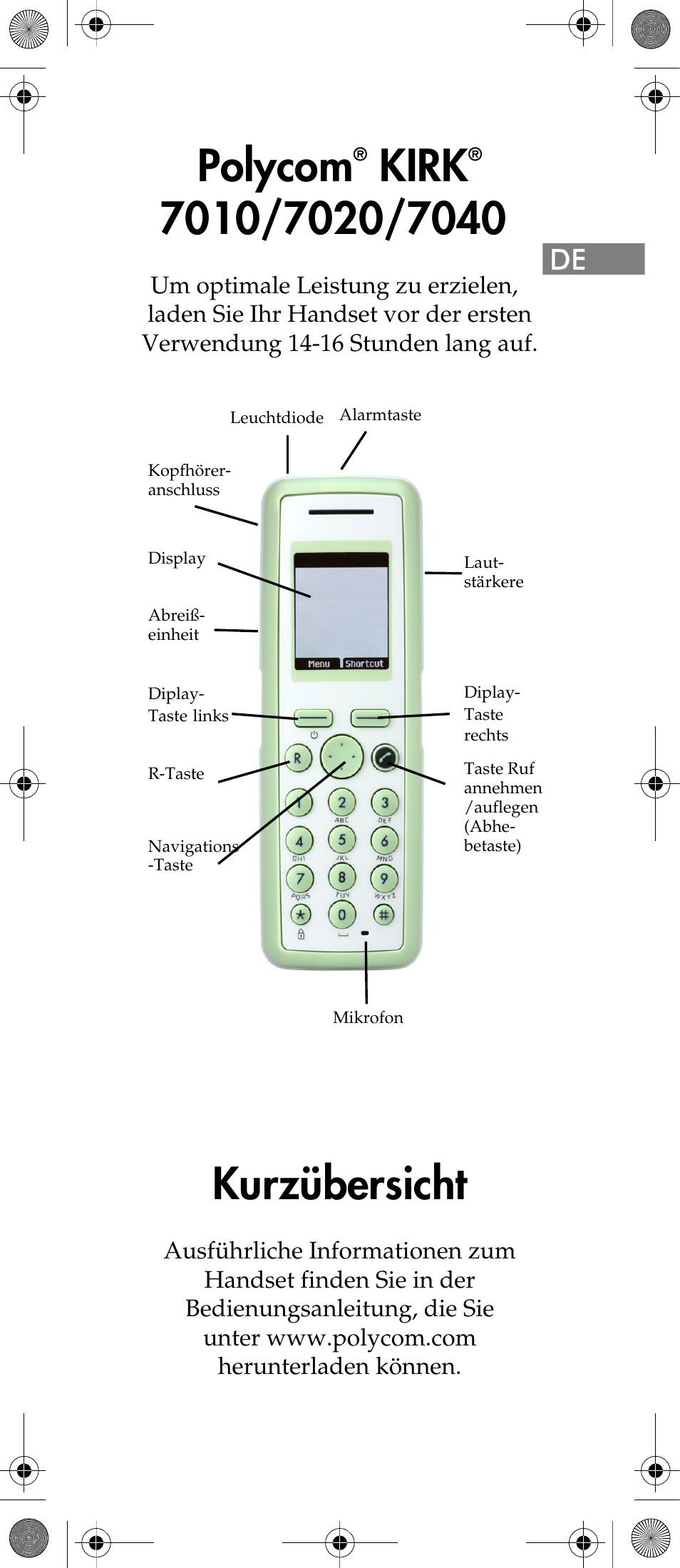 Polycom, Kirk, Kurzübersicht | Polycom KIRK 7040 User Manual | Page 35 / 76