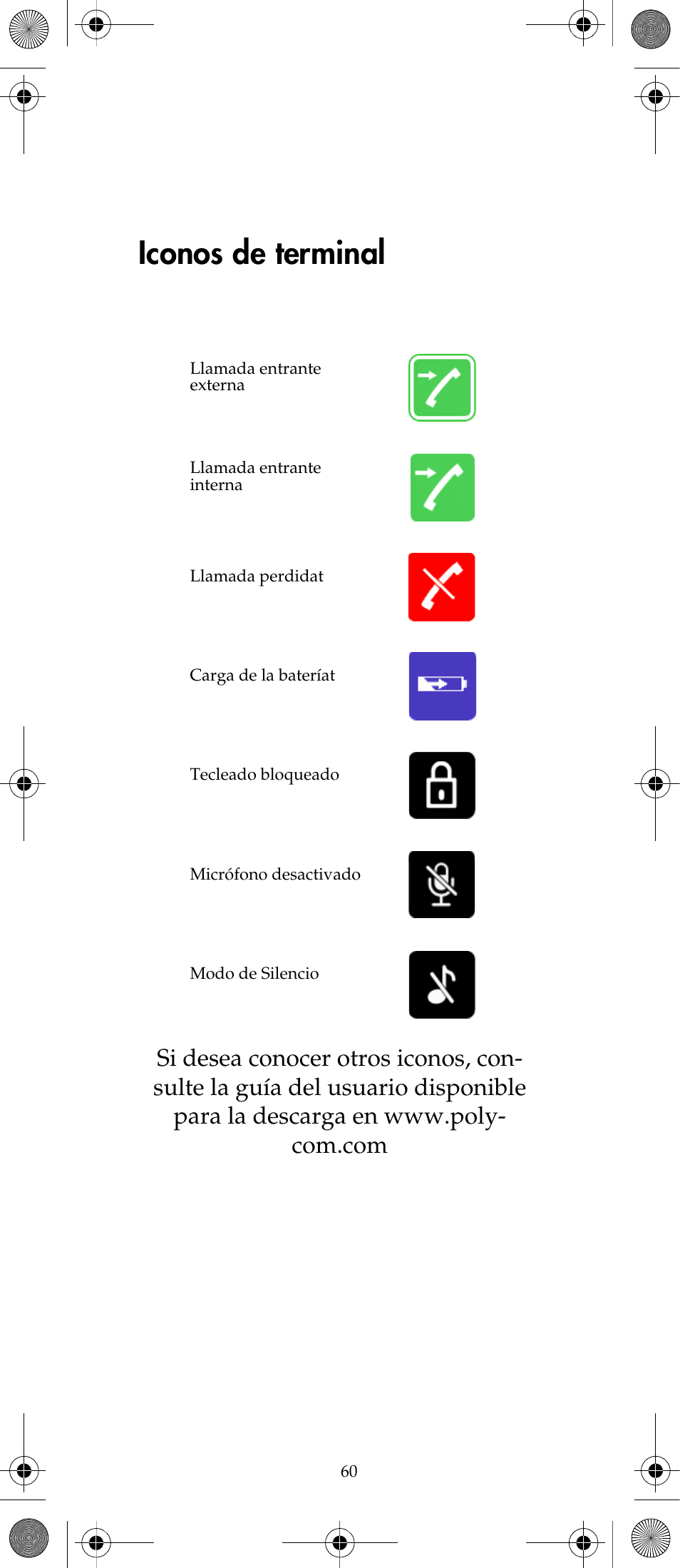 Iconos de terminal | Polycom KIRK 7040 User Manual | Page 60 / 76