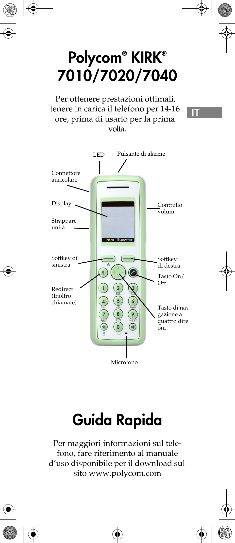 Polycom, Kirk, Guida rapida | Polycom KIRK 7040 User Manual | Page 63 / 76