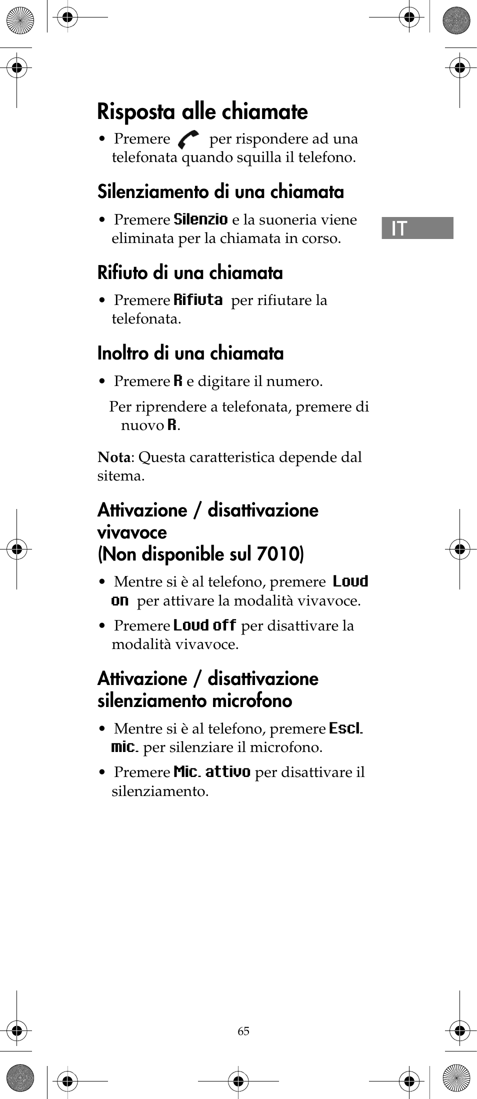 Risposta alle chiamate, Silenziamento di una chiamata, Rifiuto di una chiamata | Inoltro di una chiamata | Polycom KIRK 7040 User Manual | Page 67 / 76