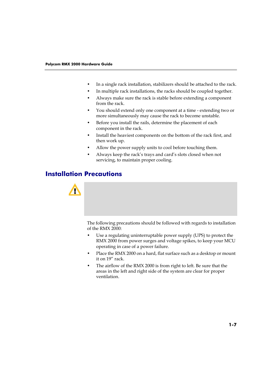 Installation precautions, Installation precautions -7 | Polycom DOC2558A User Manual | Page 13 / 45