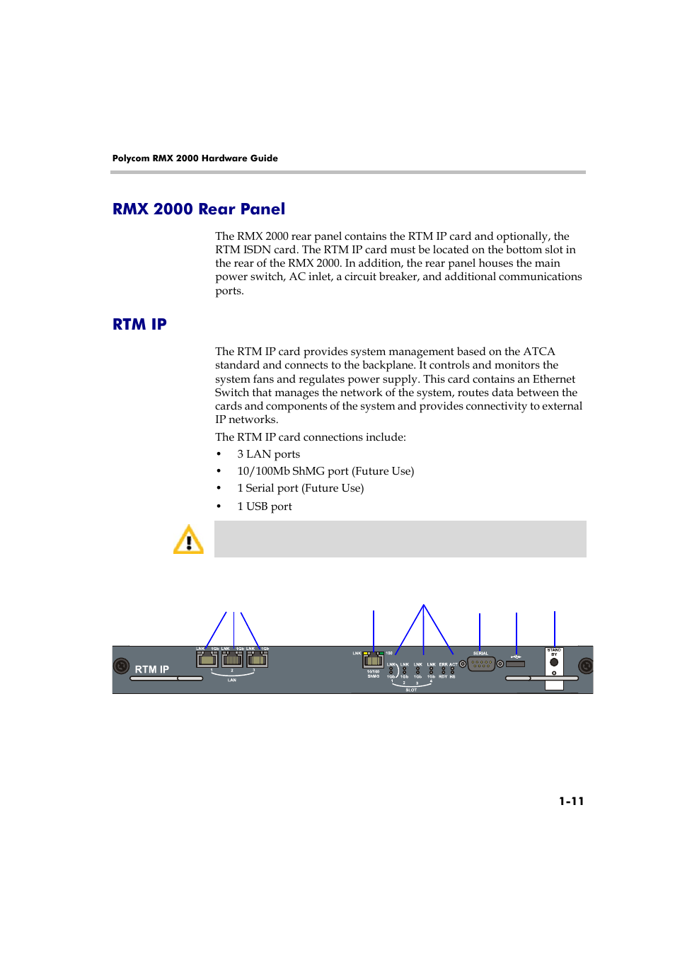 Rmx 2000 rear panel, Rtm ip, Rmx 2000 rear panel -11 rtm ip -11 | Polycom DOC2558A User Manual | Page 17 / 45