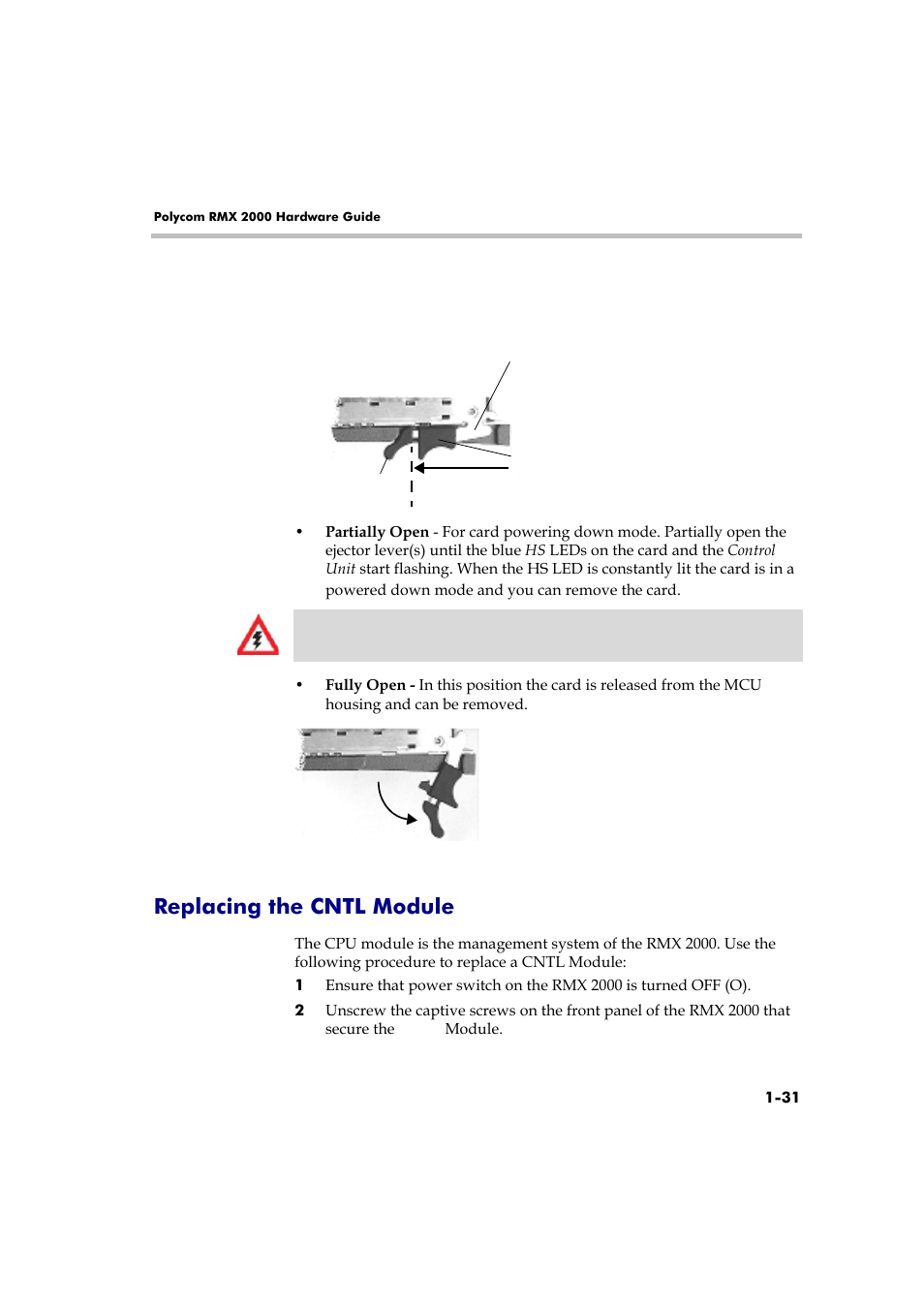 Replacing the cntl module, Replacing the cntl module -31 | Polycom DOC2558A User Manual | Page 37 / 45