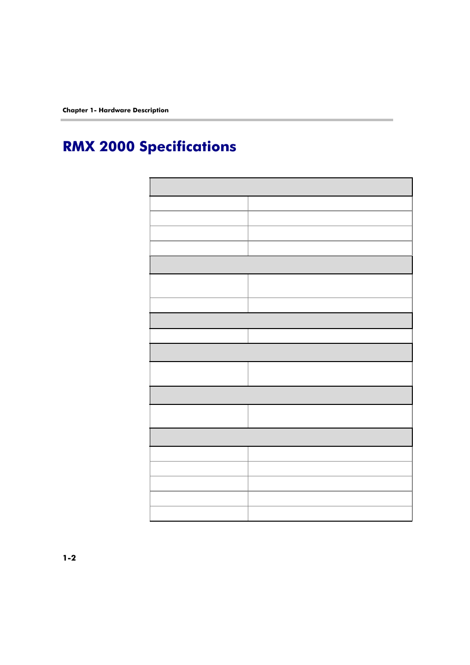 Rmx 2000 specifications, Rmx 2000 specifications -2 | Polycom DOC2558A User Manual | Page 8 / 45