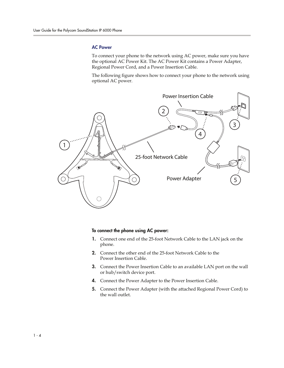 Ac power -4 | Polycom SoundStation IP 6000 User Manual | Page 12 / 86