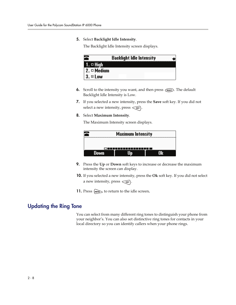 Updating the ring tone, Updating the ring tone -8 | Polycom SoundStation IP 6000 User Manual | Page 28 / 86