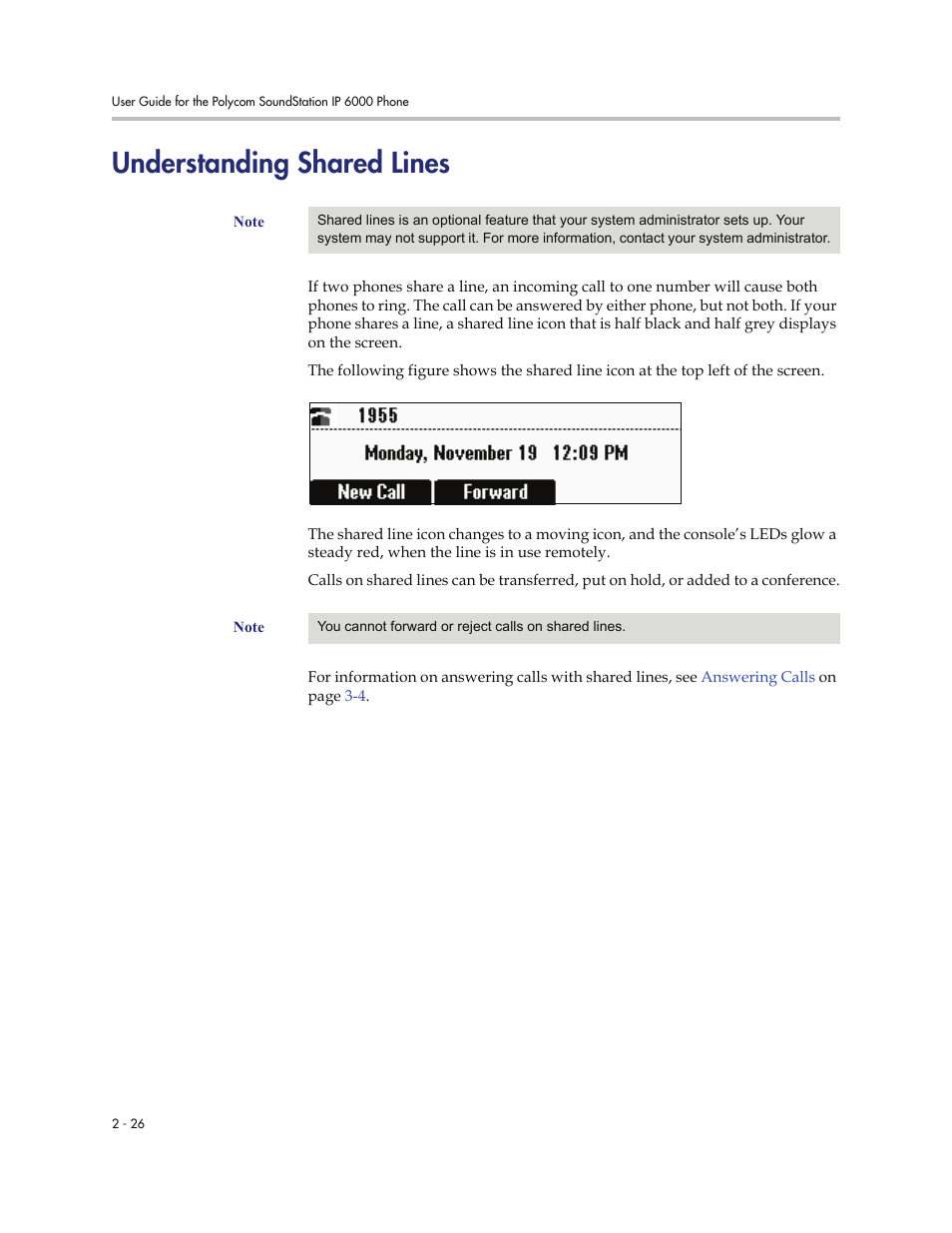 Understanding shared lines, Understanding shared lines -26 | Polycom SoundStation IP 6000 User Manual | Page 46 / 86