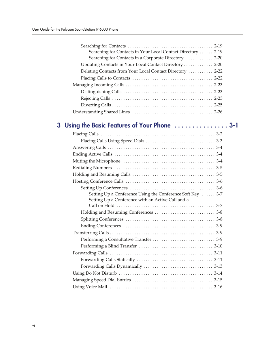 3 using the basic features of your phone -1 | Polycom SoundStation IP 6000 User Manual | Page 6 / 86