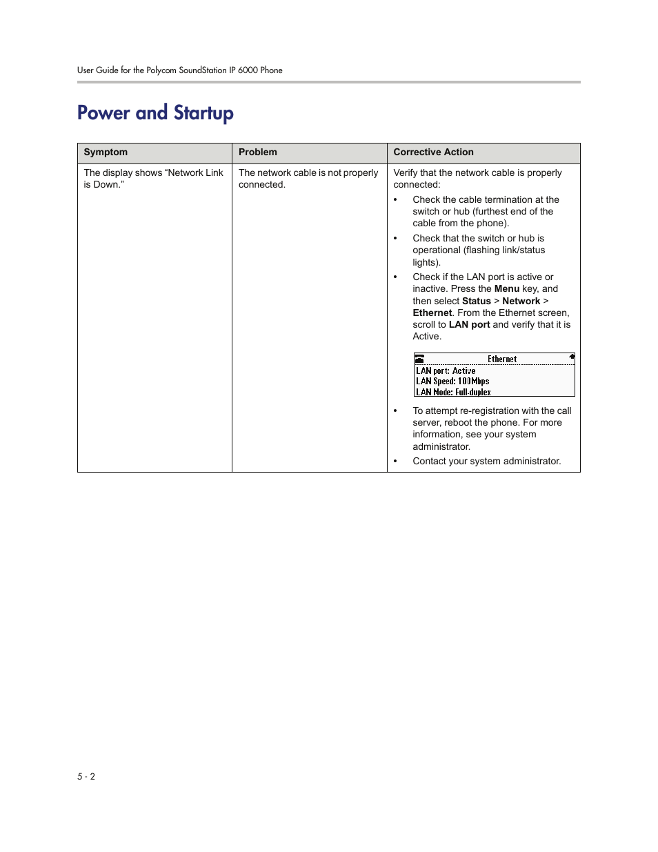 Power and startup, Power and startup -2 | Polycom SoundStation IP 6000 User Manual | Page 74 / 86