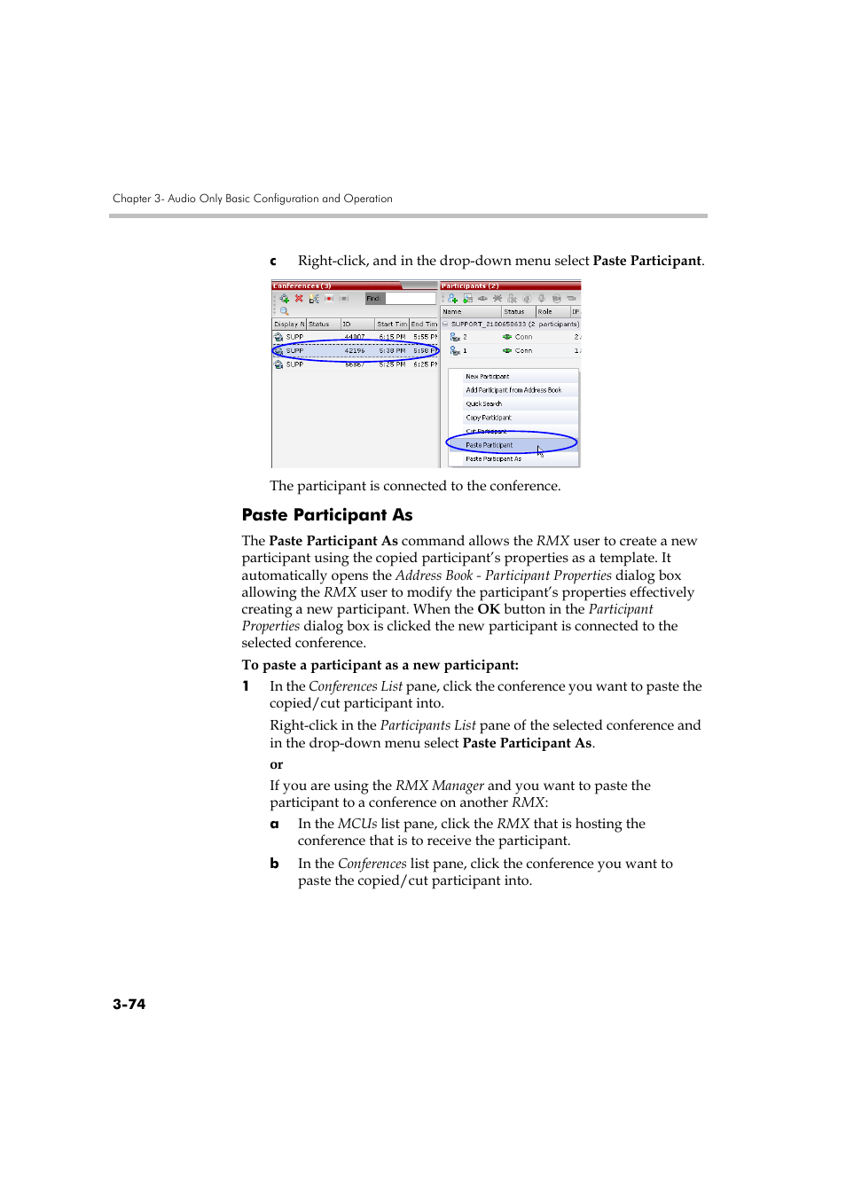 Paste participant as, Paste participant as -74 | Polycom DOC2585A User Manual | Page 150 / 160