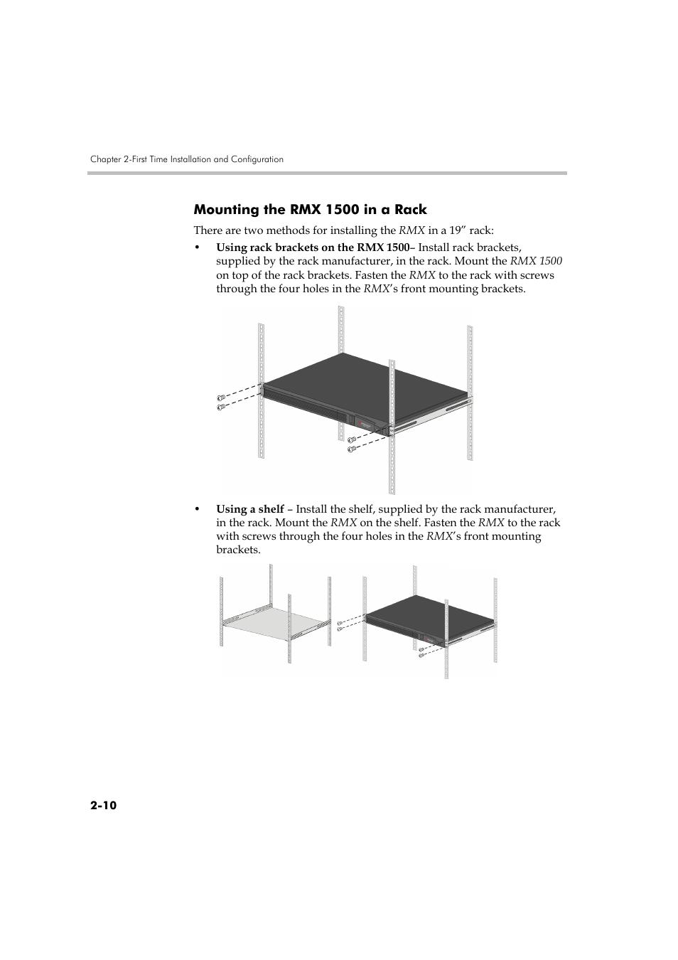 Mounting the rmx 1500 in a rack, Mounting the rmx 1500 in a rack -10 | Polycom DOC2585A User Manual | Page 40 / 160