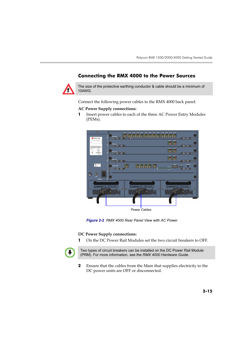 Connecting the rmx 4000 to the power sources, Connecting the rmx 4000 to the power sources -15 | Polycom DOC2585A User Manual | Page 45 / 160