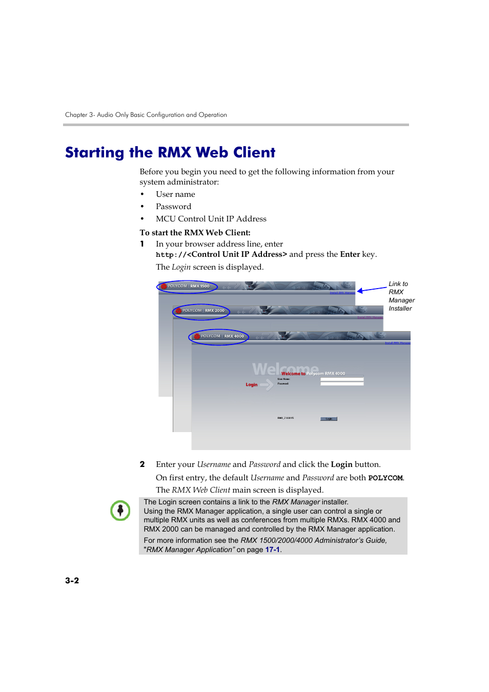 Starting the rmx web client, Starting the rmx web client -2 | Polycom DOC2585A User Manual | Page 78 / 160