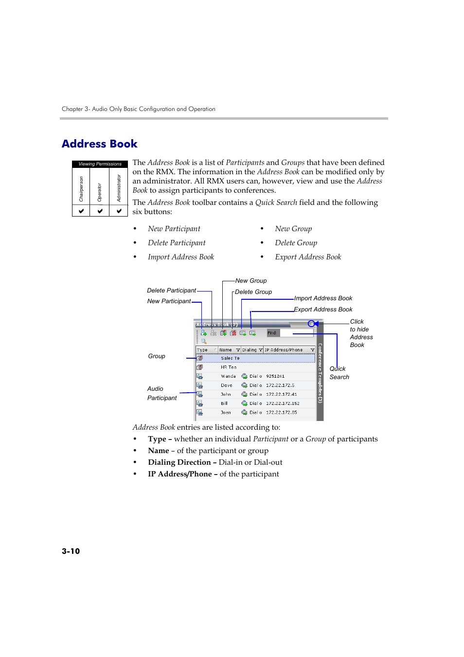 Address book, Address book -10 | Polycom DOC2585A User Manual | Page 86 / 160