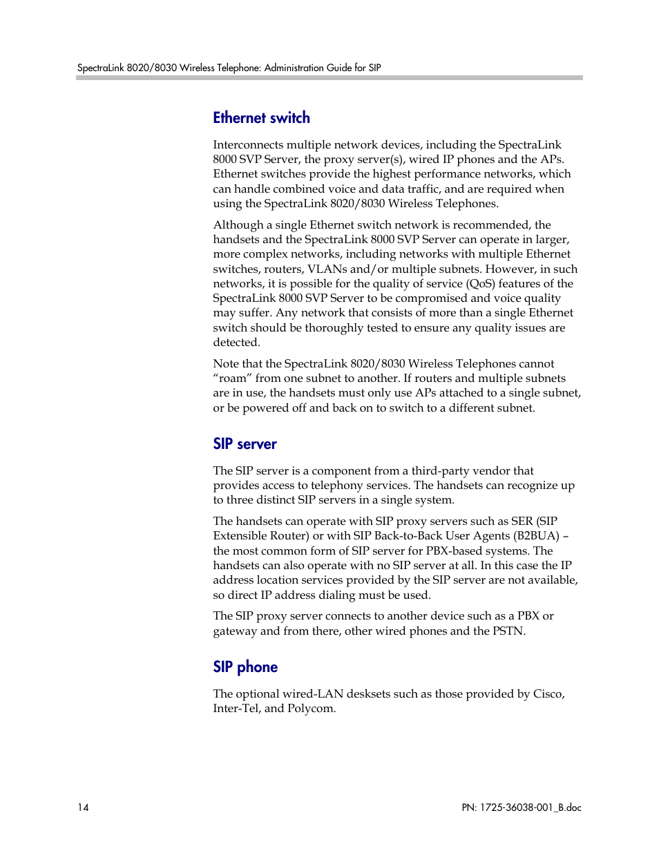 Ethernet switch, Sip server, Sip phone | Polycom SpectraLink 1725-36038-001 User Manual | Page 14 / 101