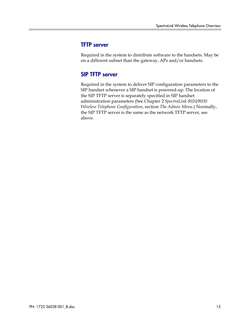 Tftp server, Sip tftp server | Polycom SpectraLink 1725-36038-001 User Manual | Page 15 / 101