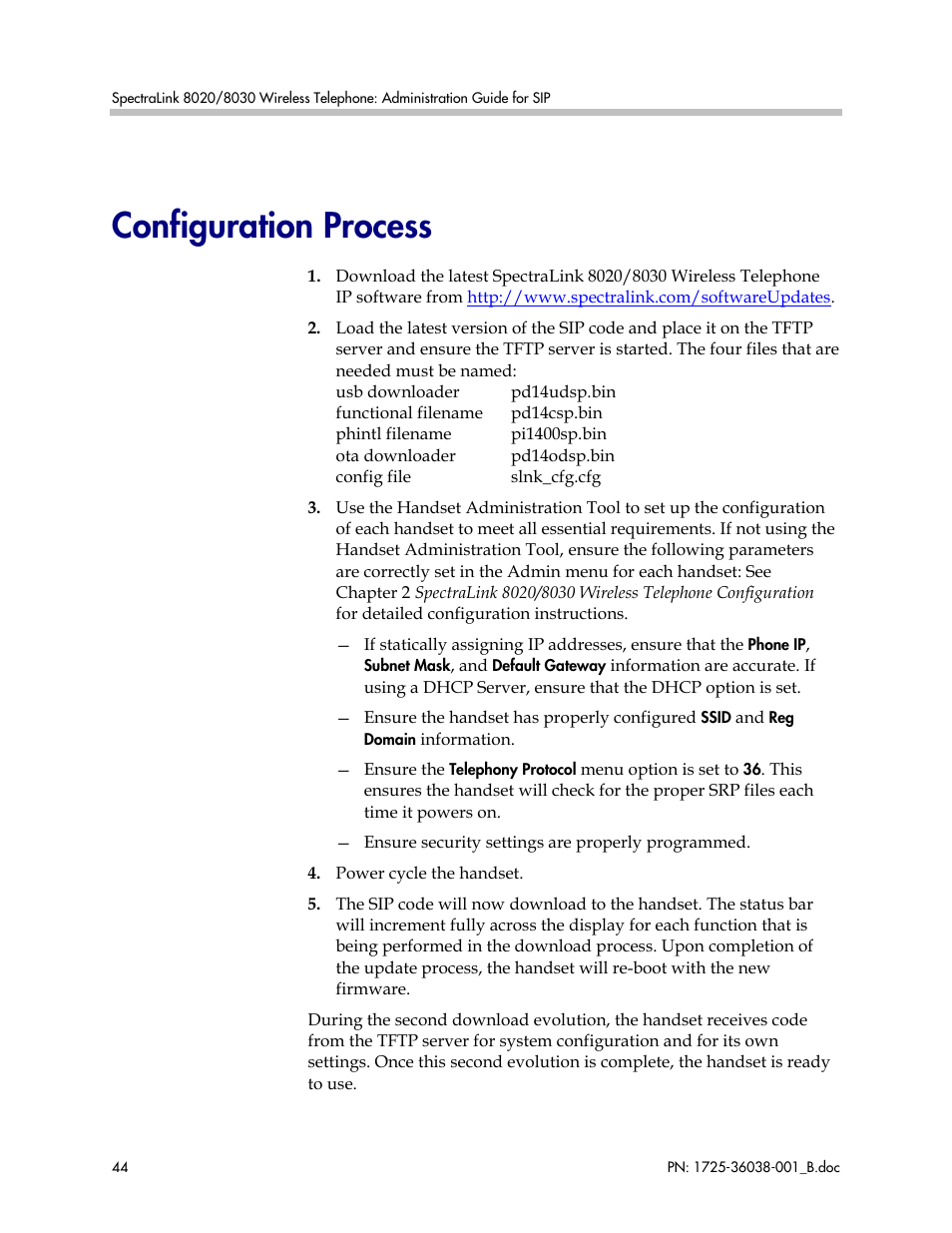 Configuration process | Polycom SpectraLink 1725-36038-001 User Manual | Page 44 / 101