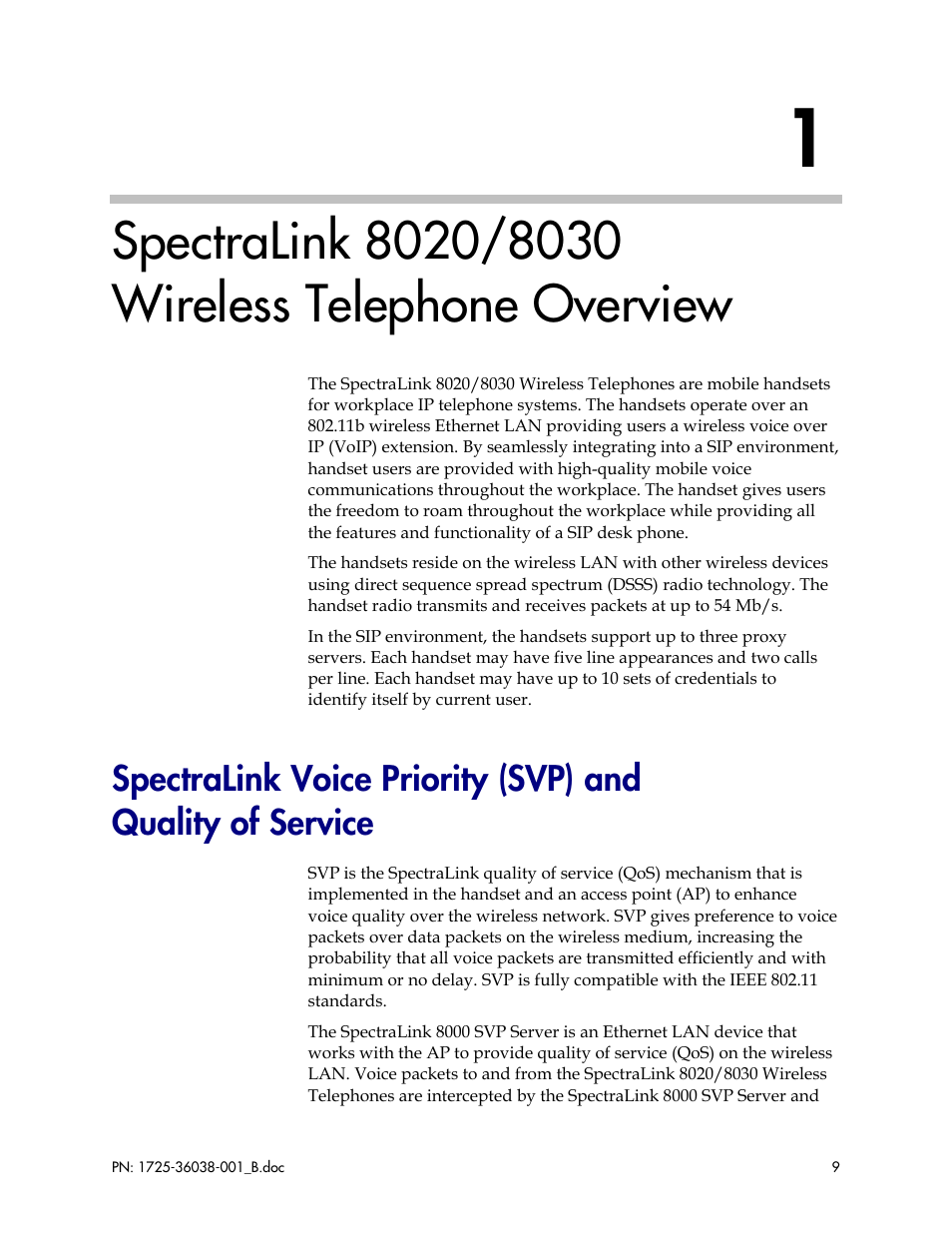 Spectralink 8020/8030 wireless telephone overview | Polycom SpectraLink 1725-36038-001 User Manual | Page 9 / 101