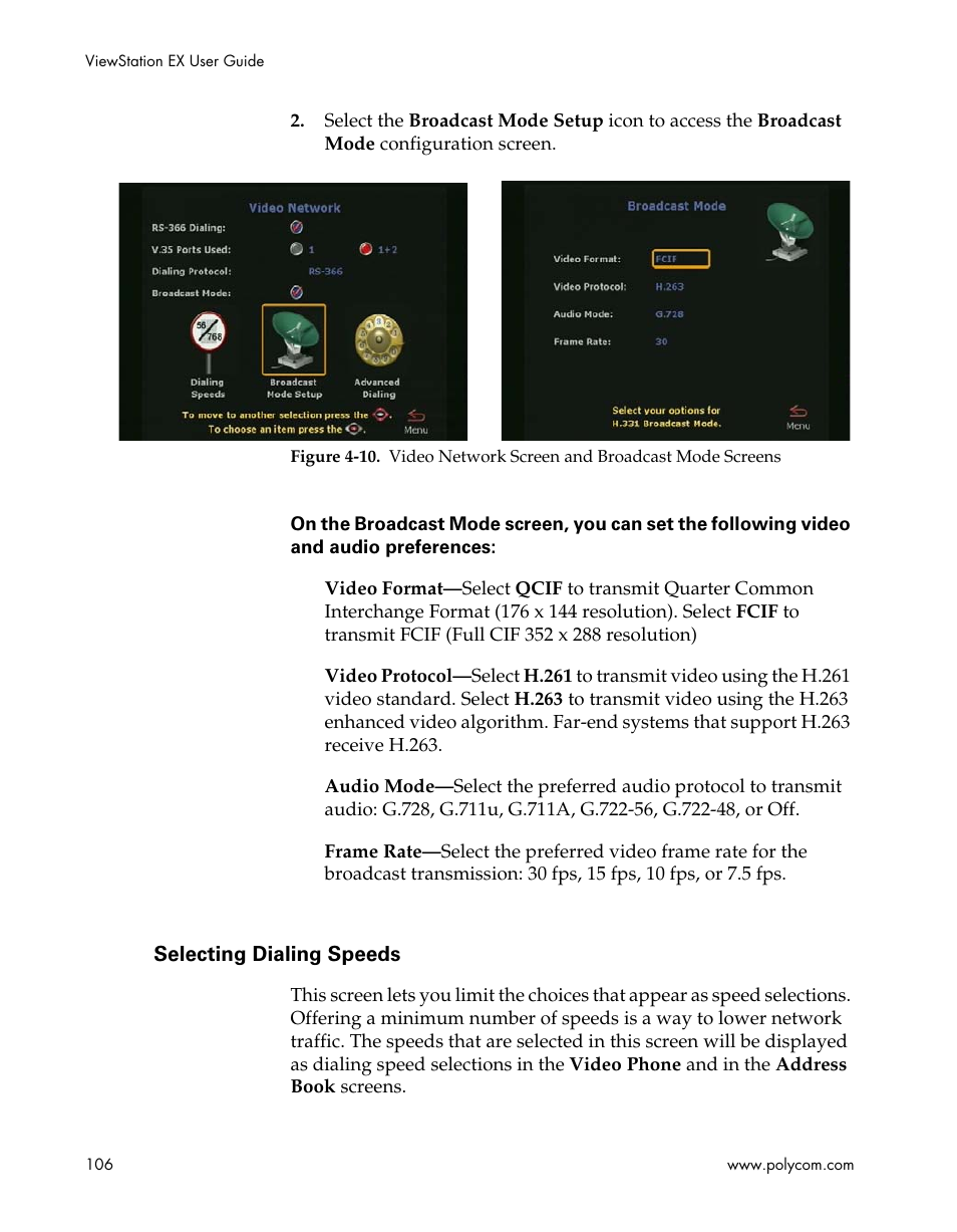 Selecting dialing speeds | Polycom Webcam User Manual | Page 108 / 356