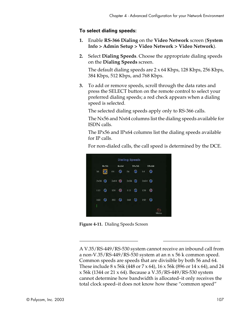 Figure 4-11.dialing speeds screen | Polycom Webcam User Manual | Page 109 / 356