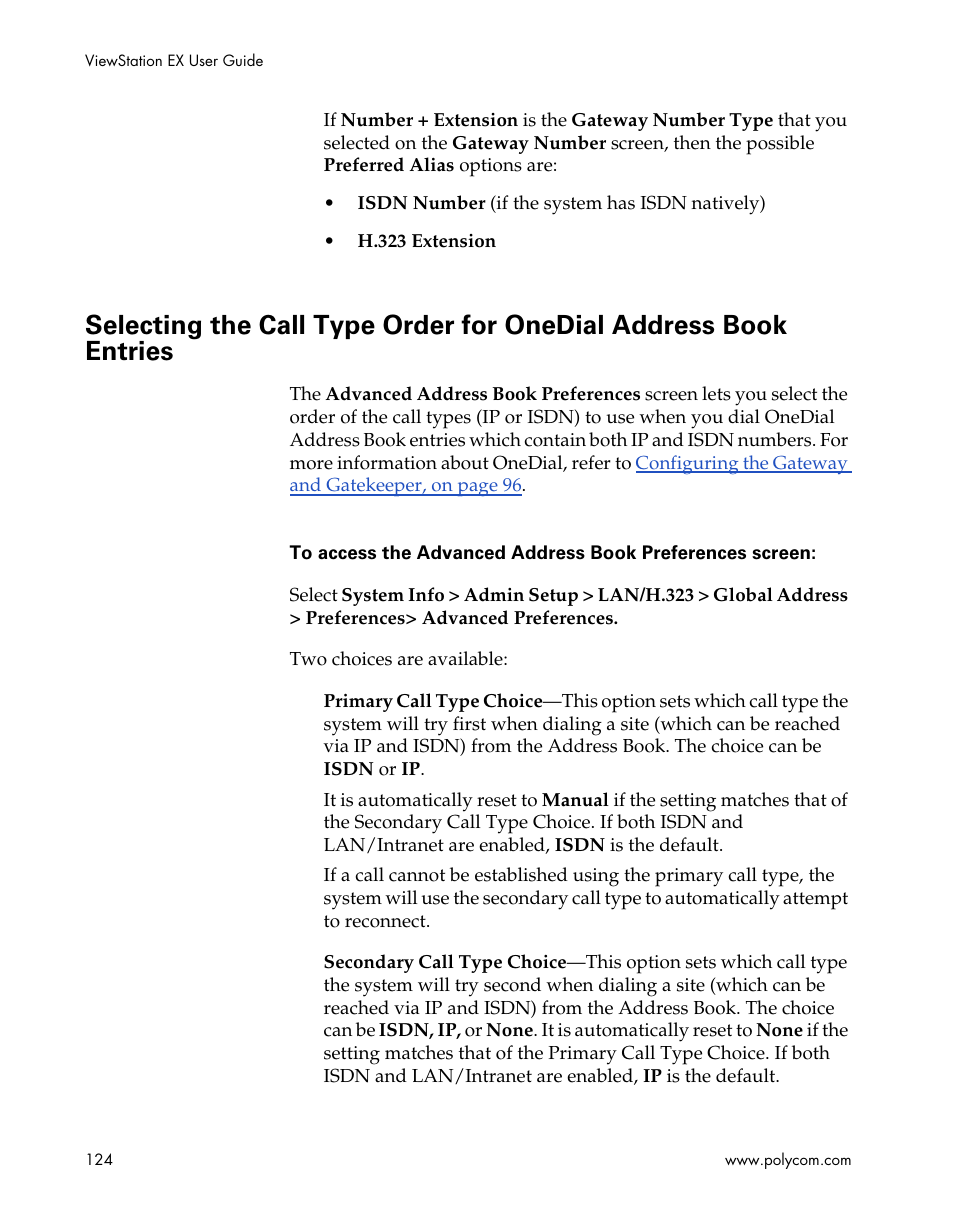 Selecting the call type order for | Polycom Webcam User Manual | Page 126 / 356