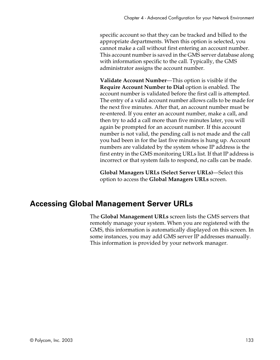Accessing global management server urls, Accessing global management | Polycom Webcam User Manual | Page 135 / 356
