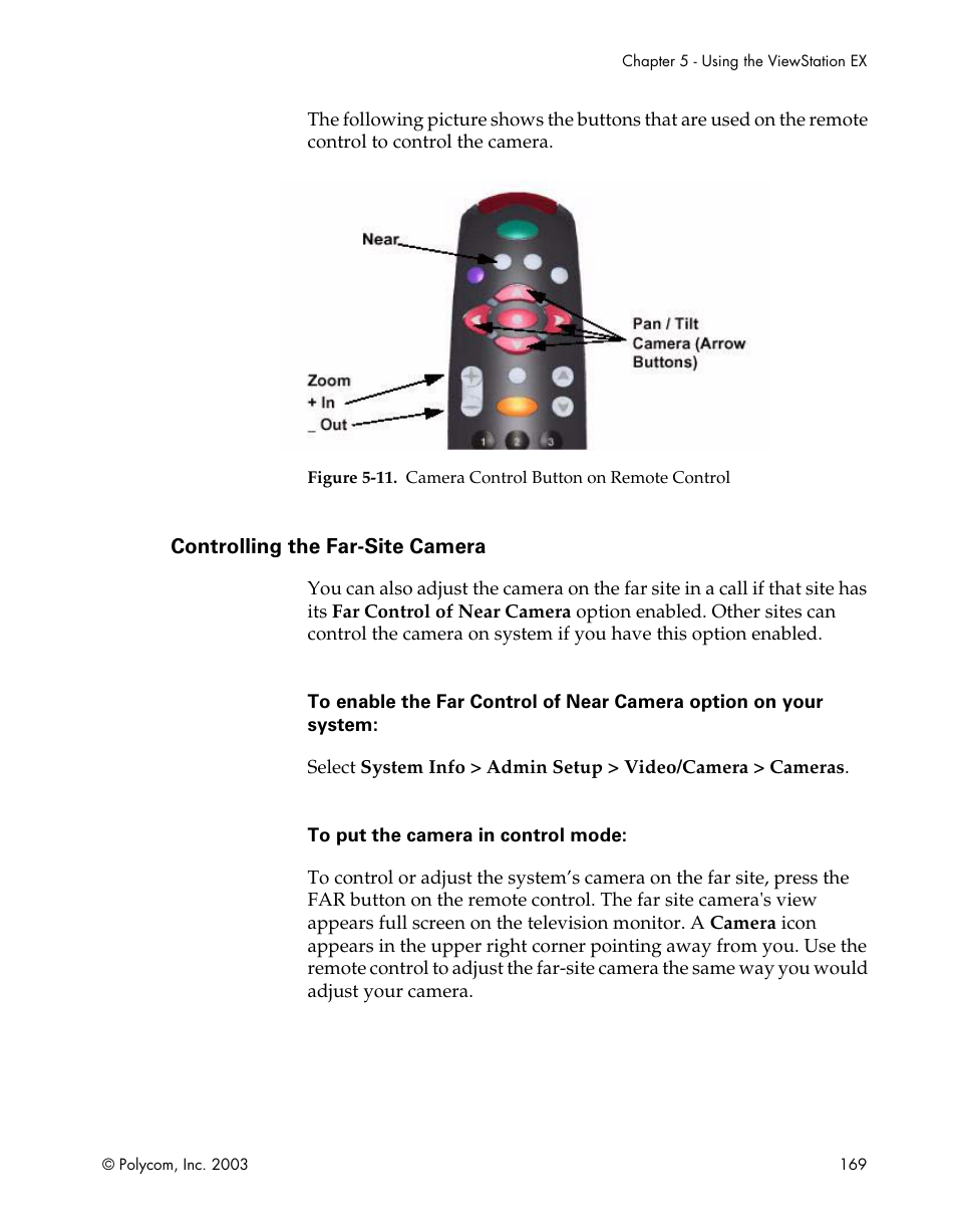 Controlling the far-site camera | Polycom Webcam User Manual | Page 171 / 356