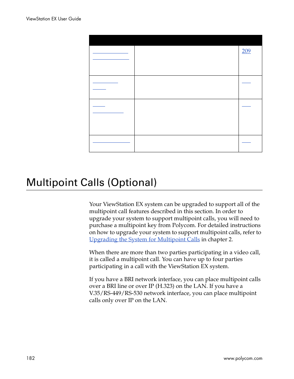 Multipoint calls (optional) | Polycom Webcam User Manual | Page 184 / 356