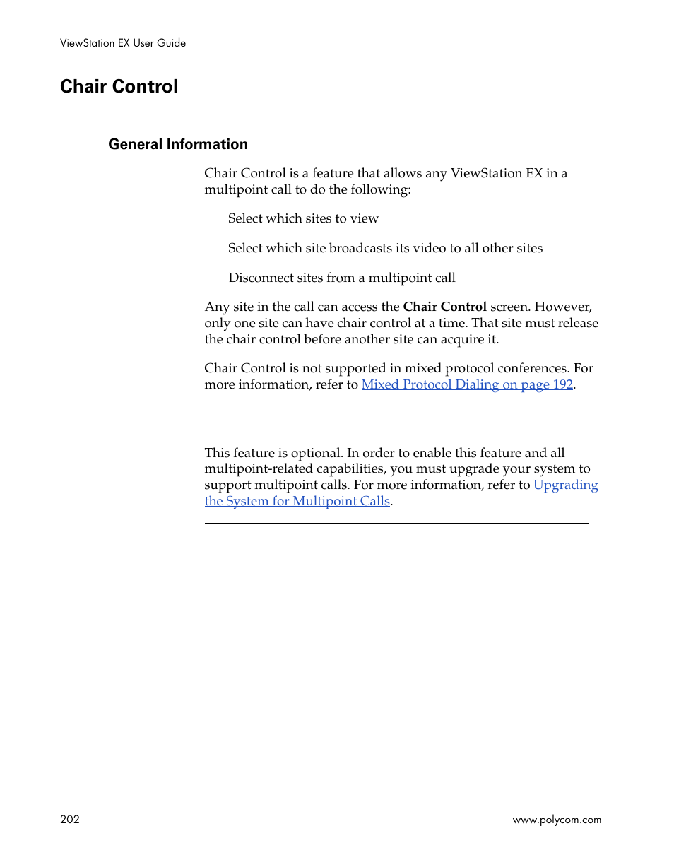 Chair control, General information | Polycom Webcam User Manual | Page 204 / 356