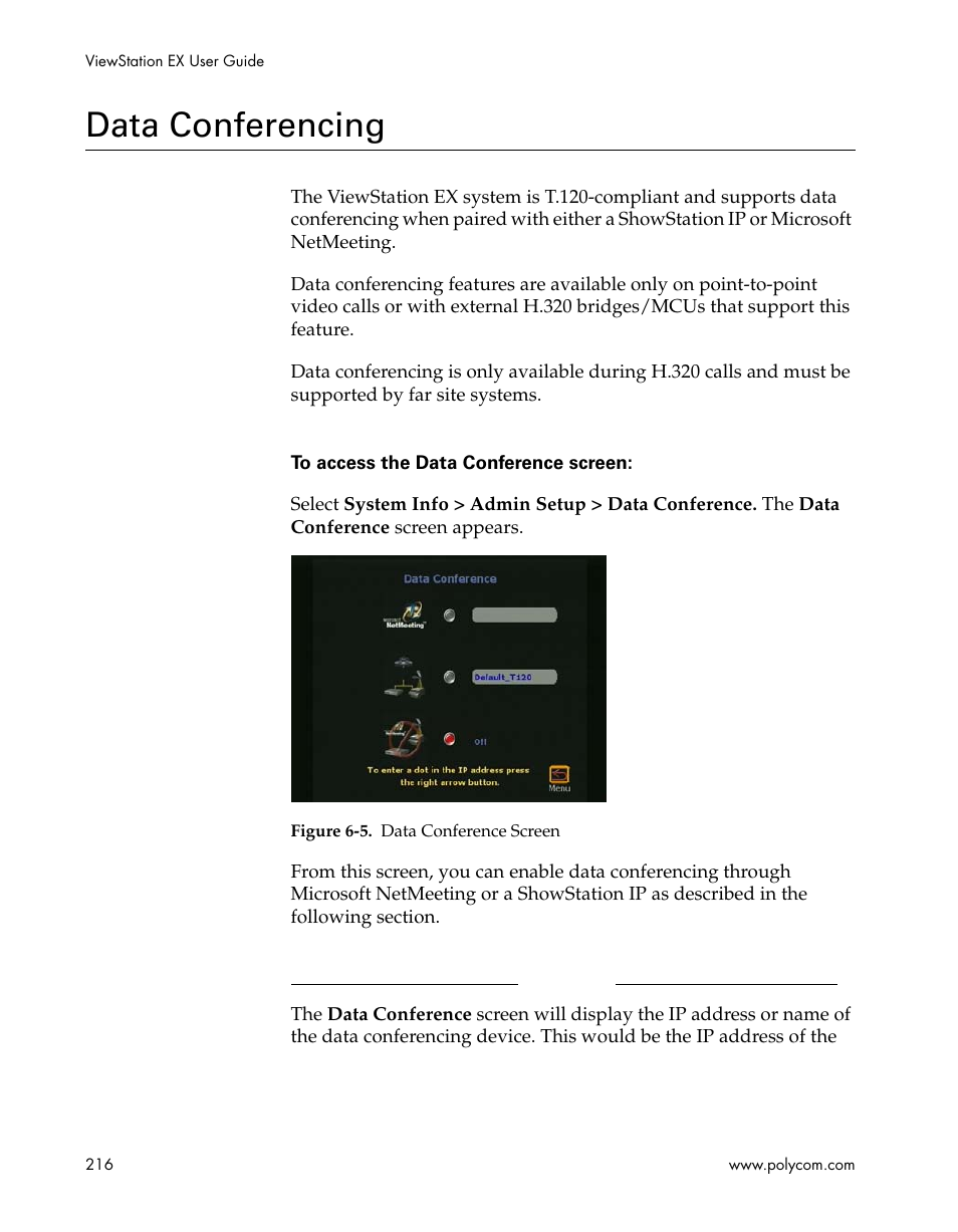 Data conferencing, Figure 6-5.data conference screen | Polycom Webcam User Manual | Page 218 / 356