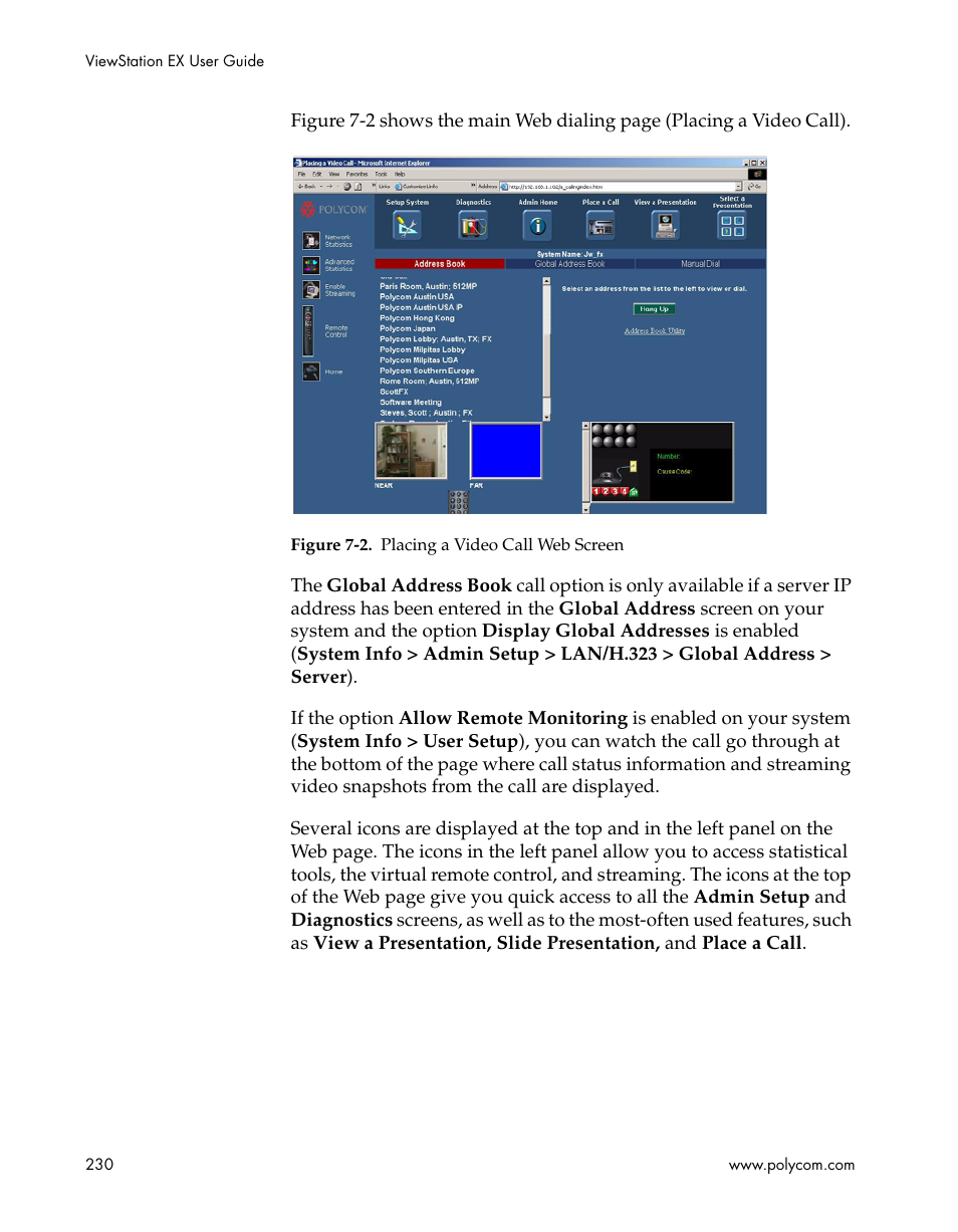 Figure 7-2.placing a video call web screen | Polycom Webcam User Manual | Page 232 / 356