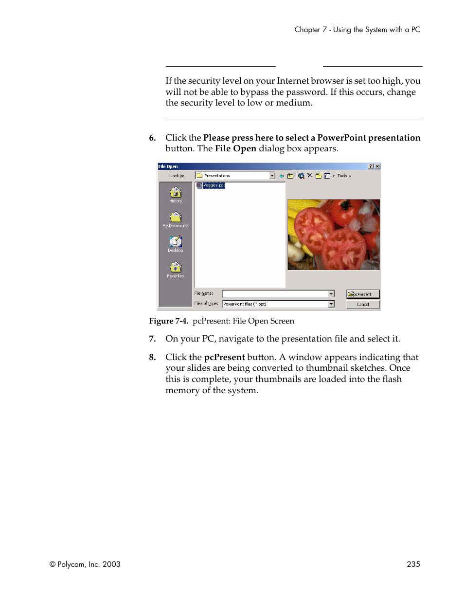 Figure 7-4.pcpresent: file open screen | Polycom Webcam User Manual | Page 237 / 356